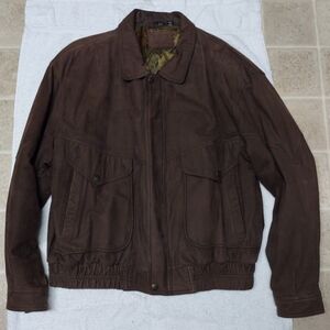 St Johns Bay men's brown leather coat jacket extra large XL